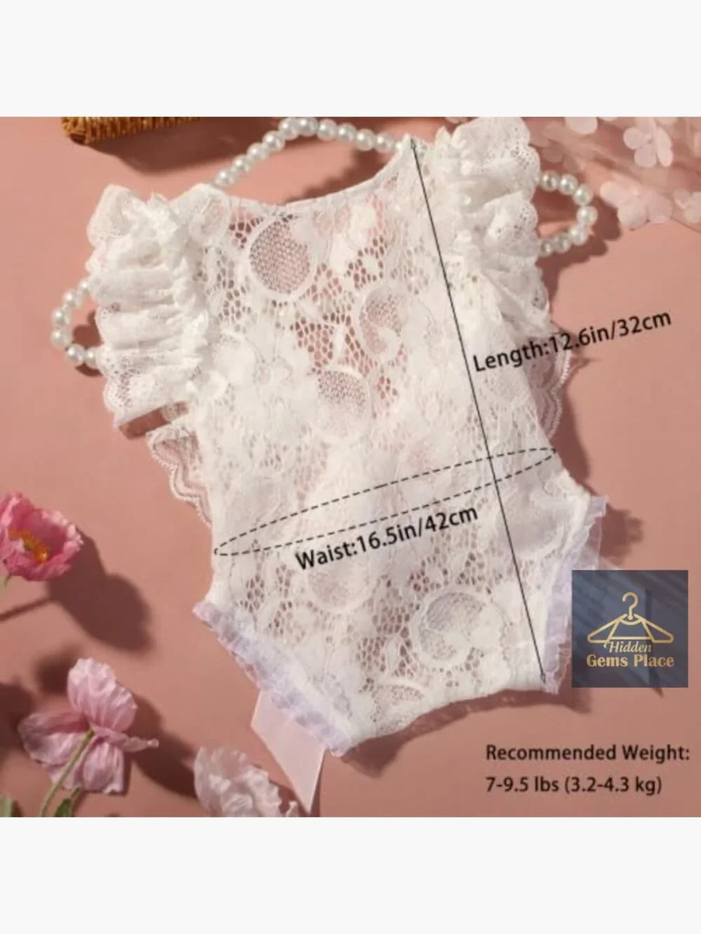 Backless Lace Romper with Flower Headband Newborn Photography Outfit